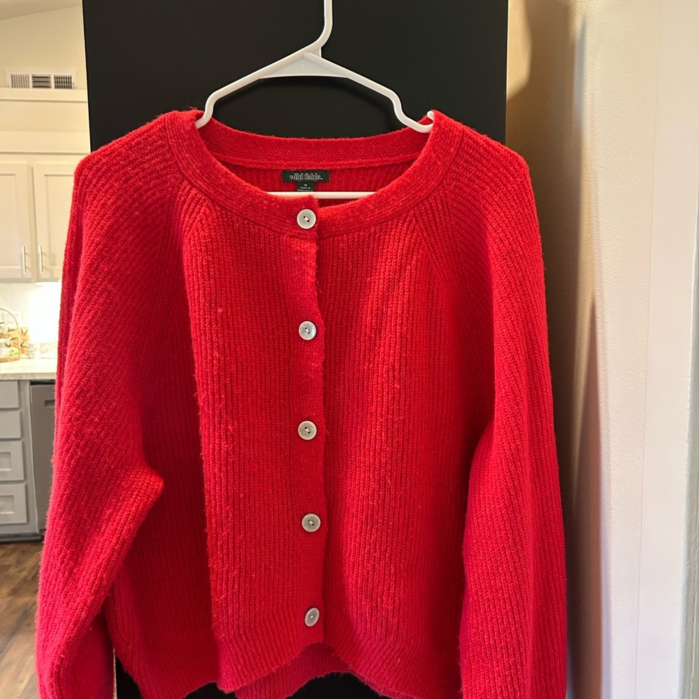 Wild Fable Red Button-Up Cardigan